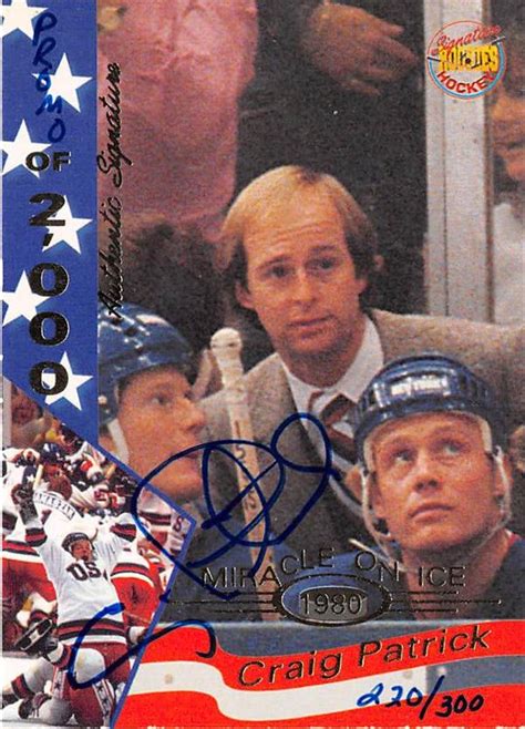 Craig Patrick autographed Hockey Card (1980 United States Olympic ...