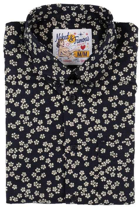 Naked Famous Short Sleeve Easy Shirt Kimono Flowers Indigo Shopperboard