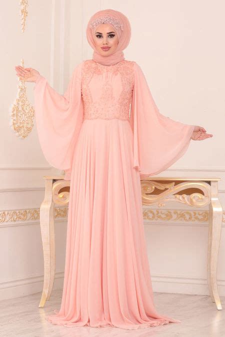 Luxury Salmon Pink Islamic Engagement Gown 4675smn Neva