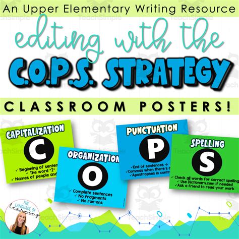 Cops Editing Strategy Class Posters For The Writing Process By Teach