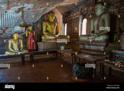 In The Ancient Cave Buddhist Temple Rangiri Dambulu Viharaya Golden