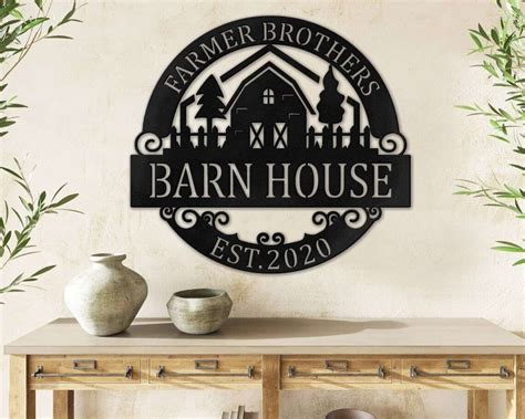 Barn House Personalized Metal Signs Rustic Entrance Farmhouse Decor Farm Metal Signs Warehouse ...