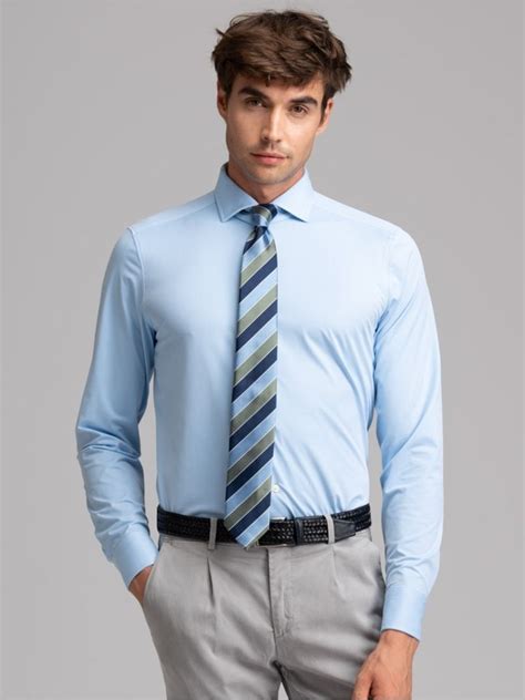 Camicia Uomo Tecno Quadretto Azzurro Collo Semi Francese Invidia