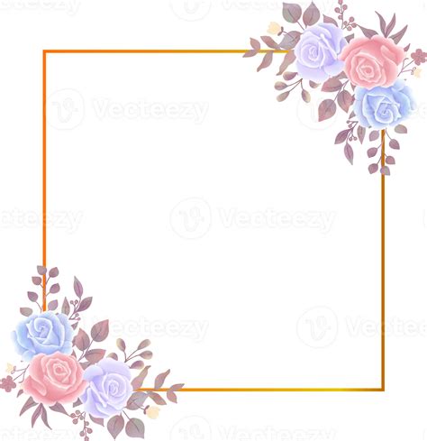 Watercolor Rose Flower Frame Border 46859384 Png