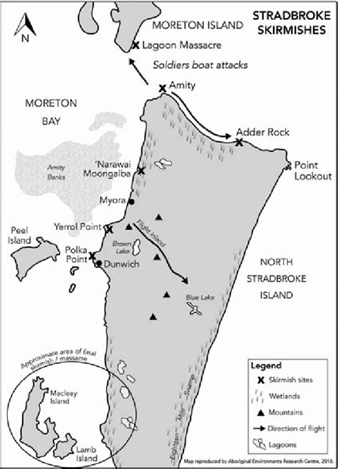 North Stradbroke Island Skirimishes, 1827-32. Map courtesy Aboriginal... | Download Scientific ...