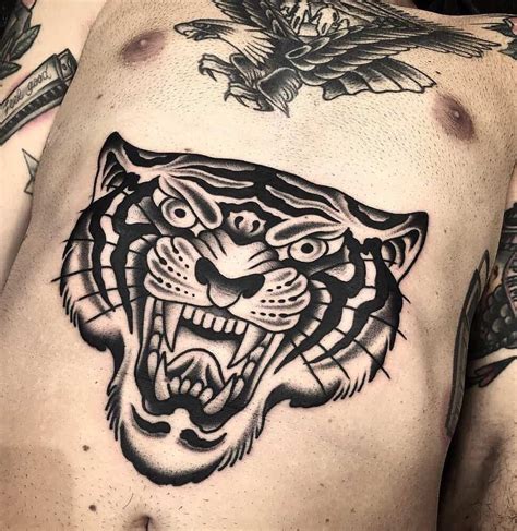 Traditional Tiger Head Tattoo