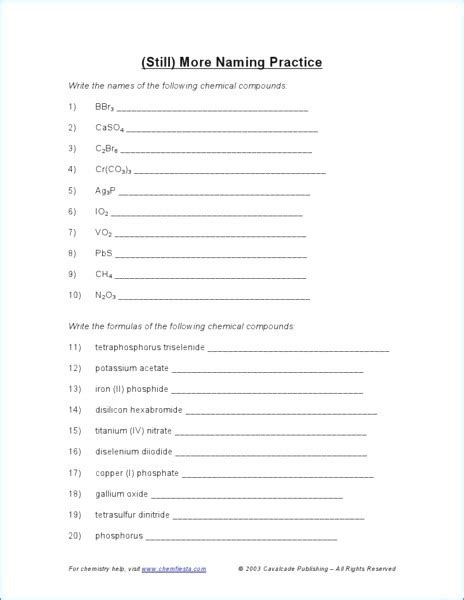 Ternary Ionic Compounds Worksheet | Free Worksheets Samples