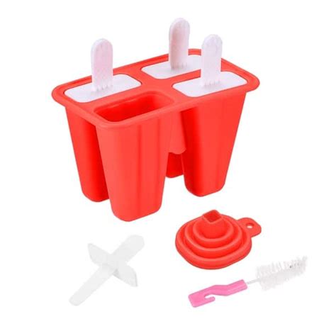 Silicone Ice Pops Molds 4Pcs, with Sticks Funnel and Cleaning Brush ...