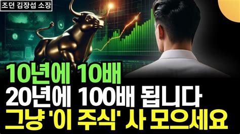 10년에 10배 20년에 100배 됩니다 그냥 이 주식만 사 모으세요 조던 김장섭 소장 1부 Youtube