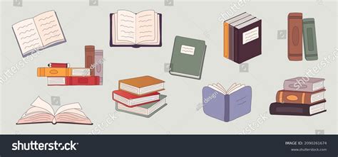 Stack Books Vector Cartoon Illustration Set Stock Vector (Royalty Free ...