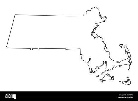 Massachusetts Map Outline Isolated On White Background Stock Vector Image And Art Alamy