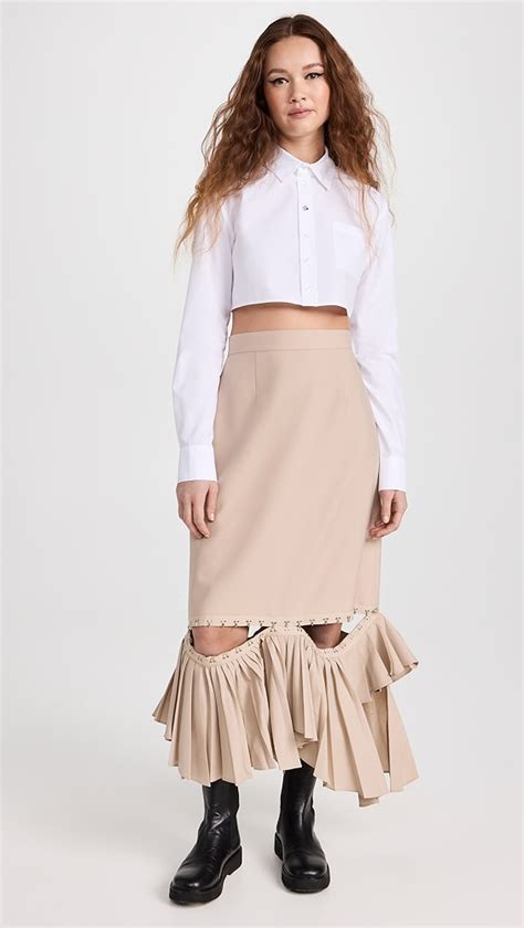 ROKH Hook And Eye Tape Pleated Midi Skirt Shopbop