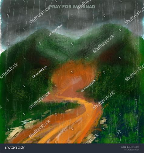Pray Wayanad Digital Illustration Capturing Tragic Stock Illustration