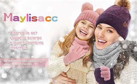 Maylisacc Cappello Sciarpa E Guanti Ragazza Set Di Guanti Invernali