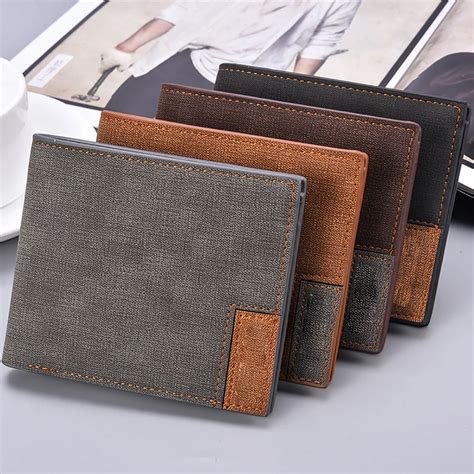 Men Ultra Thin Short Two Fold Wallet Male Large Capacity Pu Leather