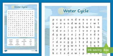 Water Cycle Word Search Ks2 Science Our Planet