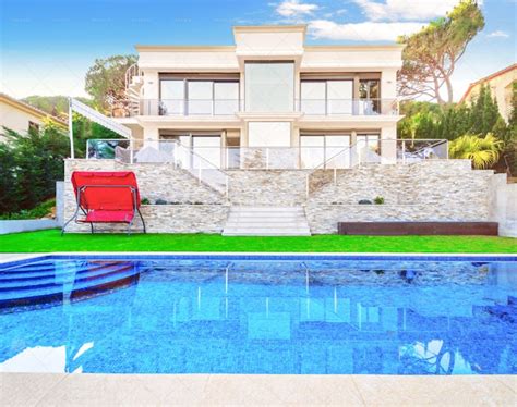 Villa With A Swimming Pool - Stock Photos | Motion Array