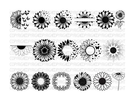 Sunflower Svg Bundle Sunflower Svg Flower Svg Monogram Svg Etsy