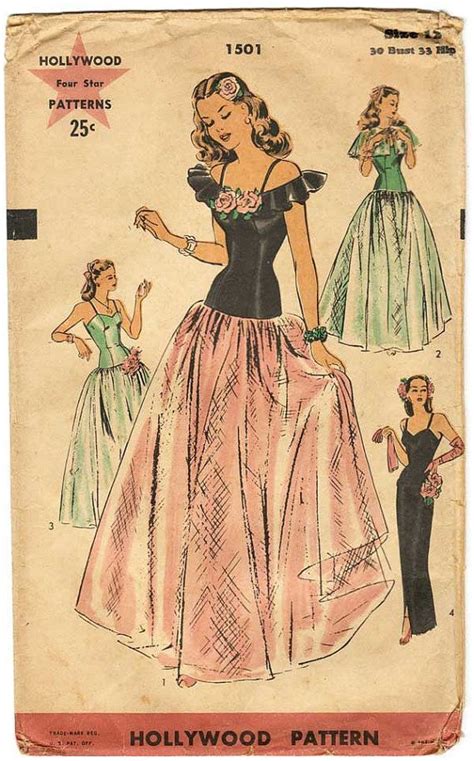 1940s Ball Gowns 1940s Eveningball Gown Sewing Pattern Hollywood By