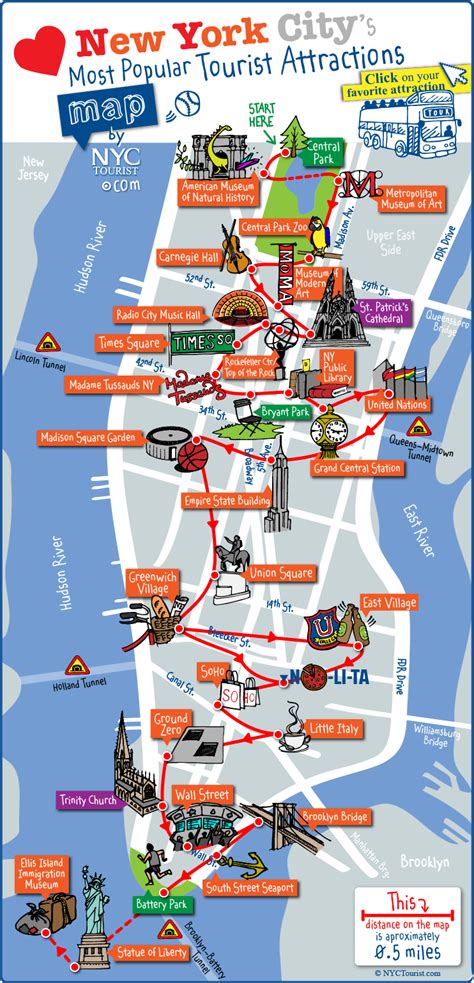 map  nyc tourist attractions sightseeing tourist