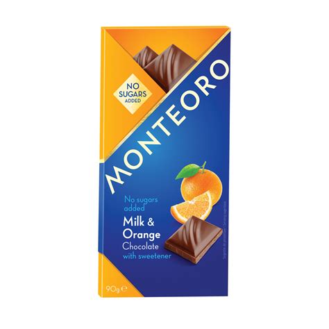 Шоколад с мляко и портокали Monteoro, без добавени захари, 90гр - eMAG.bg