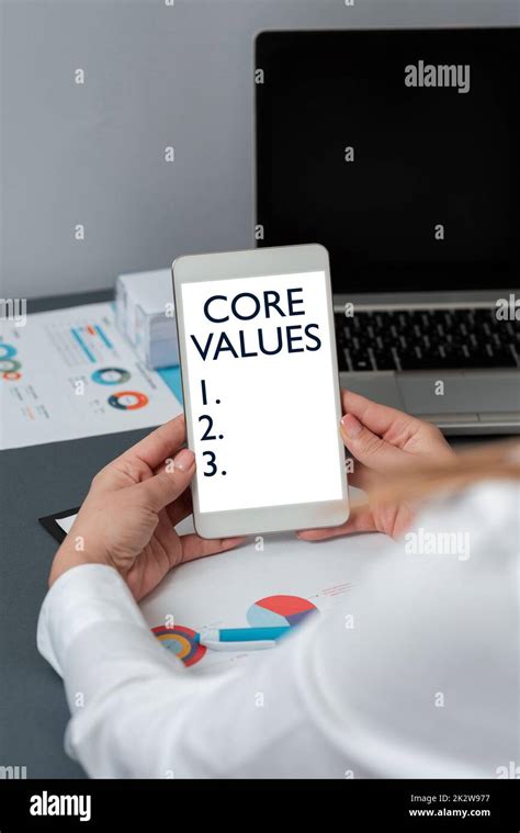 Text Sign Showing Core Values Business Showcase Belief Person Or