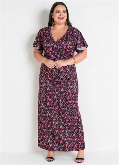 Vestido Longo Floral Transpassado Plus Size Marguerite