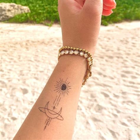 Sun Moon Set Of Temporary Tattoo Etsy Canada