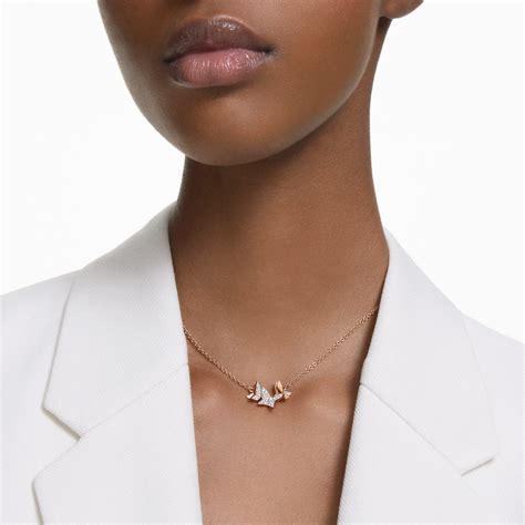 Lilia Necklace Butterfly White Rose Gold Tone Plated Swarovski