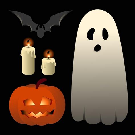 Fantasma de abóbora de halloween e ilustração vetorial de morcego