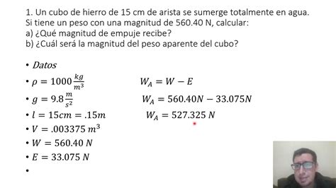 Ejemplos De Problemas De Principio De Arqu Medes Youtube