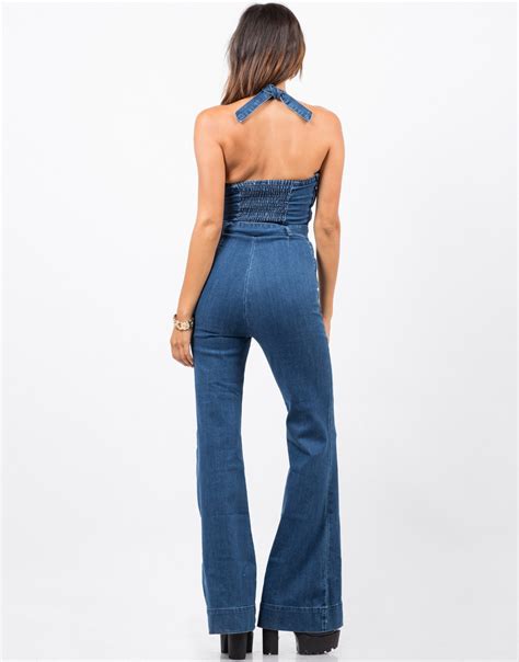 Flared Denim Jumpsuit Blue Jumpsuit Flare Jeans 2020ave