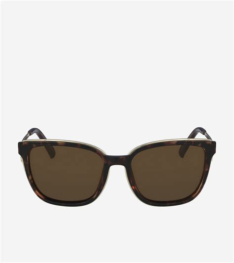 Womens Classic Rectangle Sunglasses In Dark Tortoise Cole Haan