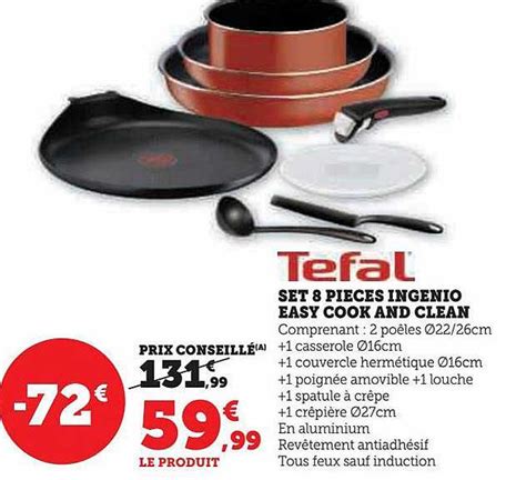 Promo Set 8 Pièces Ingenio Easy Cook And Clean Tefal chez Hyper U