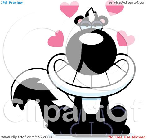 Clipart Of A Cartoon Loving Sitting Skunk With Hearts Royalty Free