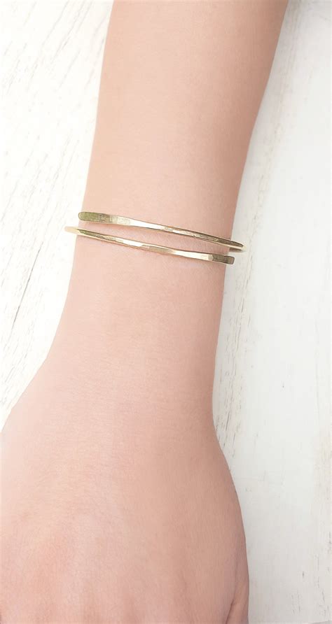 Hammered Gold Bangle Gold Adjustable Bracelet Hammered Gold Etsy