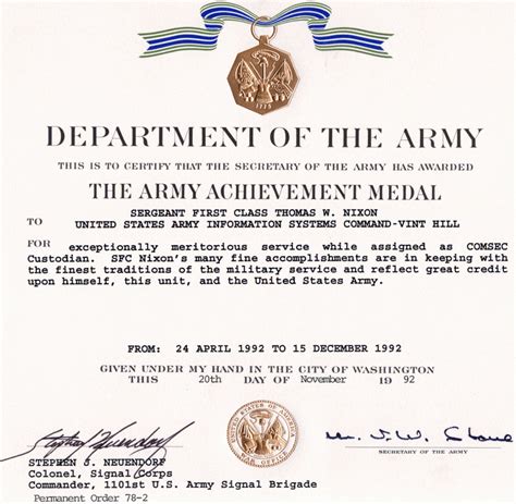 Army Certificate Of Achievement Template - Sample Professional Templates