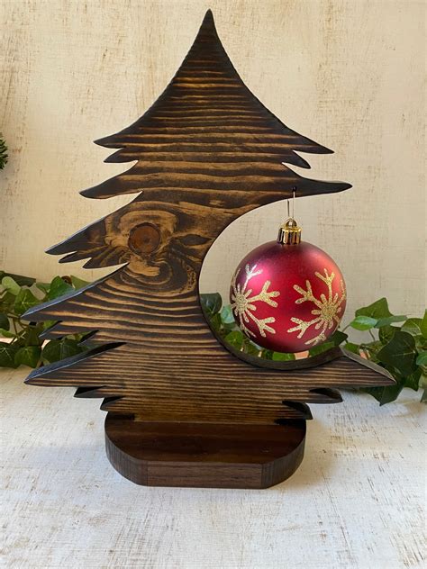 Wood Christmas Tree Ornament Hangerrustic Christmas Tree Etsy