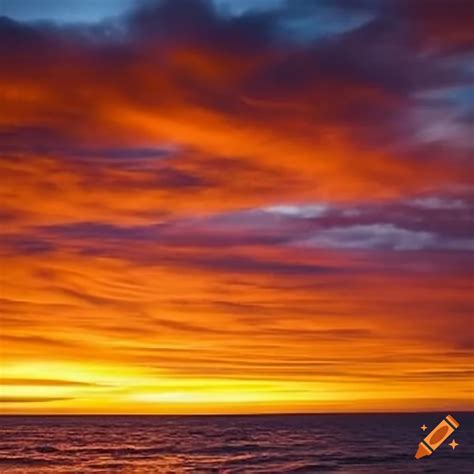 Vibrant Sunset Over The Ocean On Craiyon