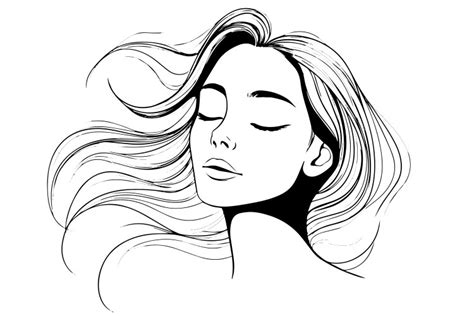 Sleeping girl portrait hand drawn ink sketch Vector Image