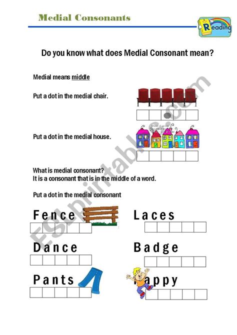 Medial Consonant Esl Worksheet By Sereluna