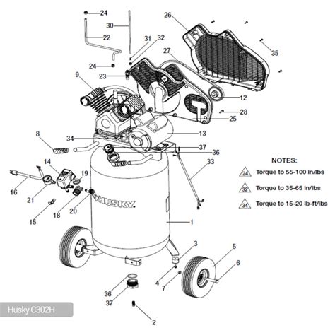 Husky 30 Gallon Air Compressor C302H Parts