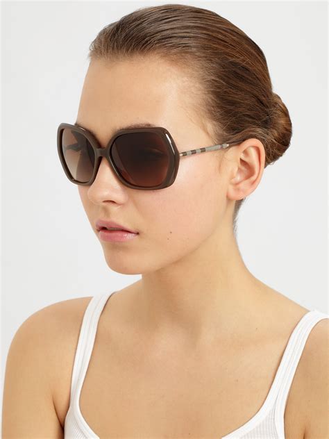 Lyst Burberry Glam Check Butterfly Sunglasses In Brown