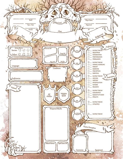 Character Sheet For Dnd E