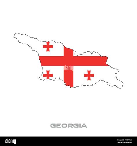 Vector Illustration Of The Flag Of Georgia With Black Contours On A