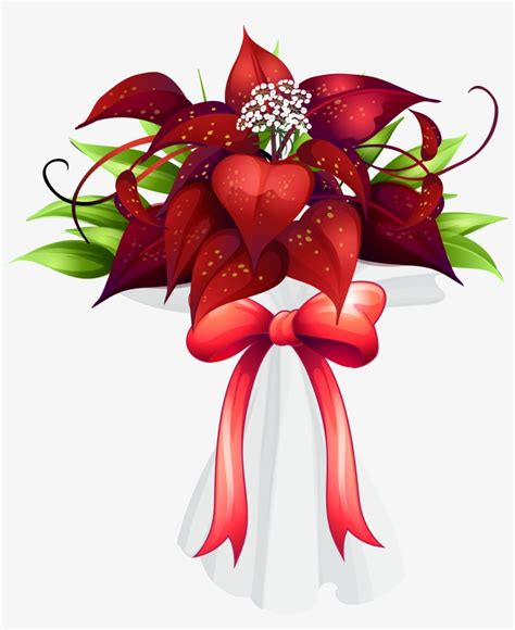 Red Flowers Bouquet Png Clipart Image Birthday Flower Bouquet Png