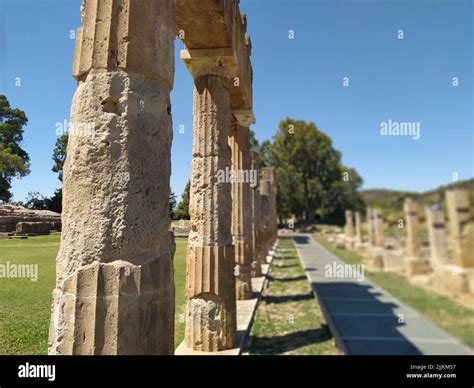 A Side View Of The Ruins Of The Temple Of Artemis At Brauron Vravrona