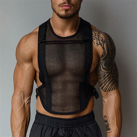 Sexy Durchsichtige Mesh Weste Herren Muskel Fitness Atmungsaktive Schn