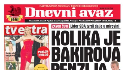 Danas U Dnevnom Avazu Itajte Kolika Je Bakirova Penzija