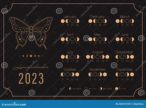 Calendario Lunare 2023 Modello Di Programmazione Delle Fasi Lunari Poster Astrologico Boho Con